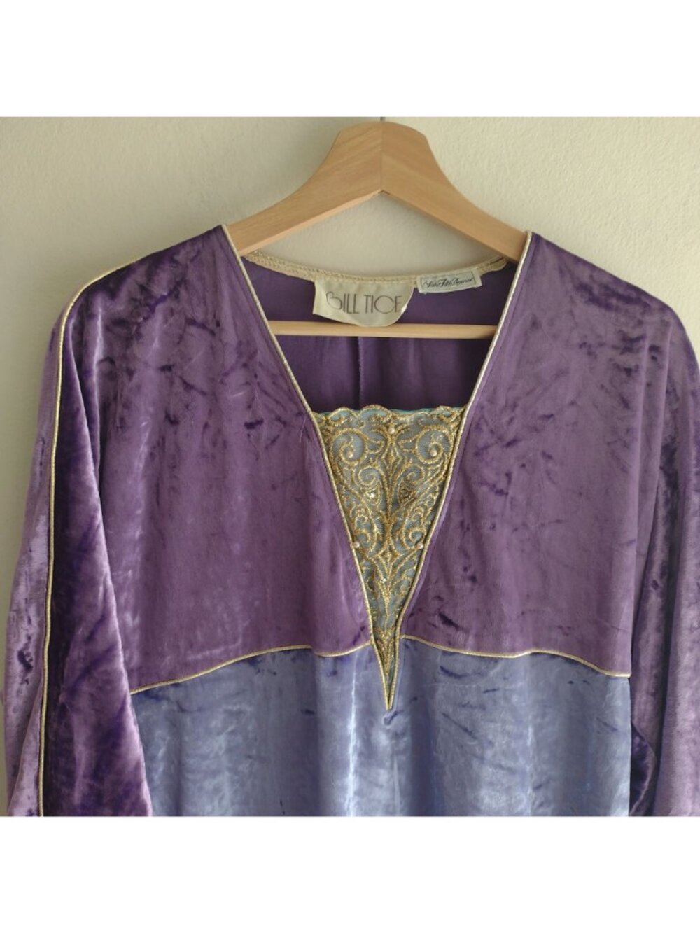Vtg 90s Whimsygoth Velvet Tunic S/M Bill Tice Saks Purple Glam Top - Picture 4 of 10